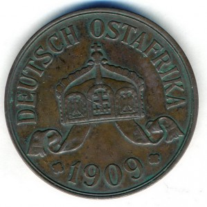Немецкая Африка. 5 Heller . 1909 год .