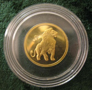 50 руб. 2003 г. Знак зодиака-ЛЕВ.Золото.900.