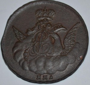 1 коп в облаках 1755 г,ММД,красивая!!!