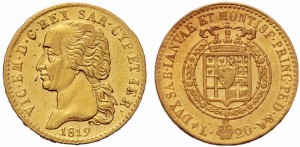 Сардиния 20 лир 1816 г.