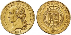 Сардиния 20 лир 1816 г.