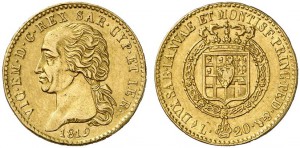 Сардиния 20 лир 1816 г.