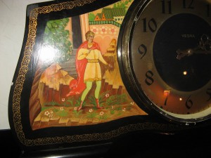 Часы Каминные , с боем , дерево , роспись хохлома