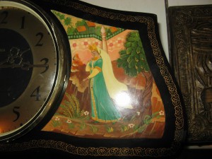 Часы Каминные , с боем , дерево , роспись хохлома