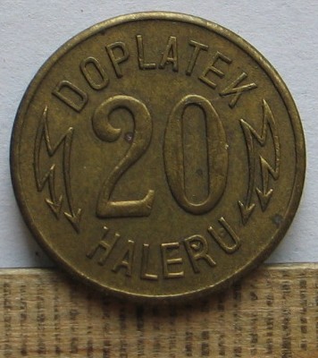 Жетон 20 haleru за железную дорогу? Свет?