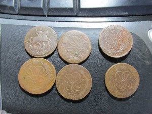 большой схрон копеек Елизаветы разные года