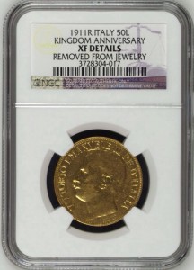 Италия 50 лир Золото 1911 Слаб NGC