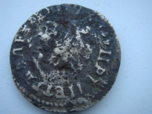 Фальшивая литая оловянная  копейка Петра-1 для обращения.