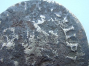 Фальшивая литая оловянная  копейка Петра-1 для обращения.