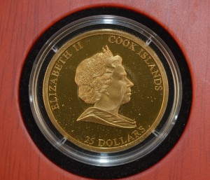 ОСТРОВА КУКА 25 ДОЛЛАРОВ 2011 10 ГР ЗОЛОТО  999