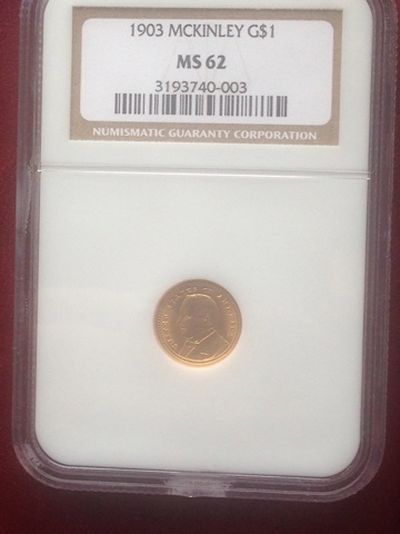 Золото 1 доллар США 1903 Mckinley слаб NGC MS 62