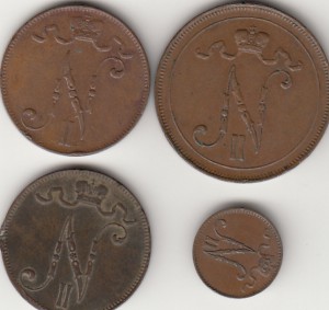 1,5,10 пенни - 4 штуки ( сохран!)