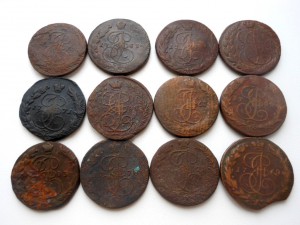 Пятаки Екатерины II - 12 штук одним лотом