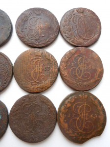 Пятаки Екатерины II - 12 штук одним лотом