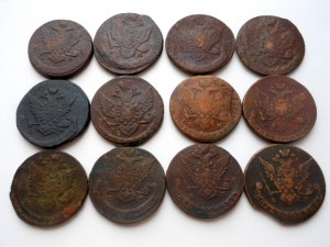 Пятаки Екатерины II - 12 штук одним лотом