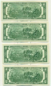 2 доллара 2009г и 2013г. (4 шт)