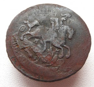 2 копейки 1763 ММ. Перечекан из 4-х копеечника.