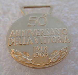 Медаль 50 лет победы в ПМВ 1918-68гг. Золото 750. Италия.