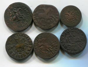 Петровская медь.6 монет