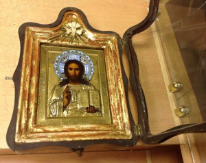 Икона Господь Вседержитель Эмаль в киоте