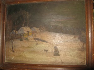 Зима , Село ,картина Левченко П , 1910 г