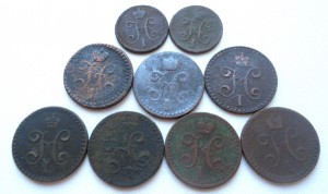 1/2 и 1/4 копейки серебромЪ - 9 монет одним лотом