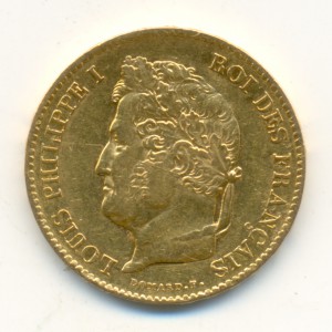 Франция. 40 франков 1834-го (А). Приятная монета.