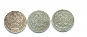 5 коп, 1905, 12,15 гг. 3 шт. (3866)