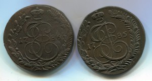 5 копеек 1785 и 1786 КМ-ки