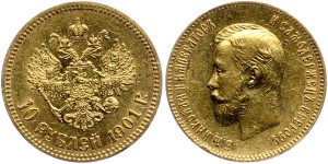 10 рублей Николай II  1901 ,02,03,11 года 5 шт.