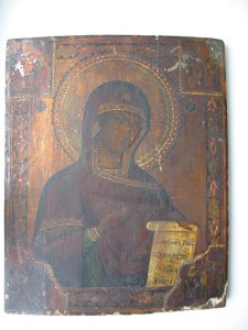 Боголюбская икона Божией Матери .По серебру.Большая