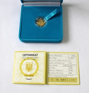 Украина 2 гривны золото Овен 2006г.