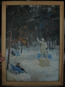 Куприянов(Кукрыниксы) Переделкино 1953 масло/картон 32х24 см