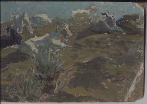 Горелов Г.Н. Пейзаж Козы 1938 г., масло, картон 35х20 см