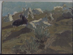 Горелов Г.Н. Пейзаж Козы 1938 г., масло, картон 35х20 см