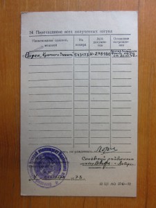 БКЗ № 543173  ННГ  (на командира паризанской группы)