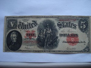 5 долларов 1907г.США Legal Tender