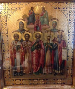 Коронование Пресвятой Богородицы, с избранными святыми.
