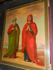 Икона святые Симеон и Анна, серебро 84