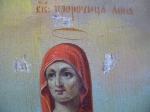 Икона святые Симеон и Анна, серебро 84