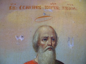 Икона святые Симеон и Анна, серебро 84