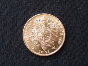 20 марок 1873 г., Бавария, золото.