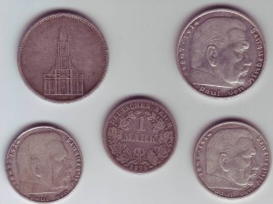 1, 2, 5 марок 1875 и др