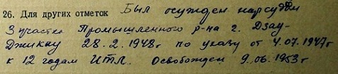 БКЗ № 63996 на осужденного подполковника-артиллериста