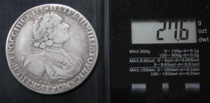 Рубль Петра I 1724г. "Солнечник", с поворотом на 45гр.