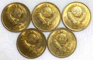 5 копеек 1980г. 5 штук+1 копейка 1976г. ШТЕМПЕЛЬНЫЕ!!!!
