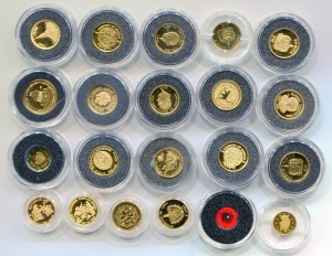 21 монета, золото 999.