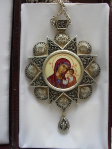 Панагия. Серебро 925 пр. 228 гр. Живопись