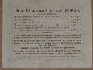 Лотерея, В пользу 5000 детей бедных. 1885 год. Оценка