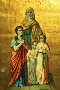 Икона Вера, Надежда, Любовь и их мать София. литоргафия.